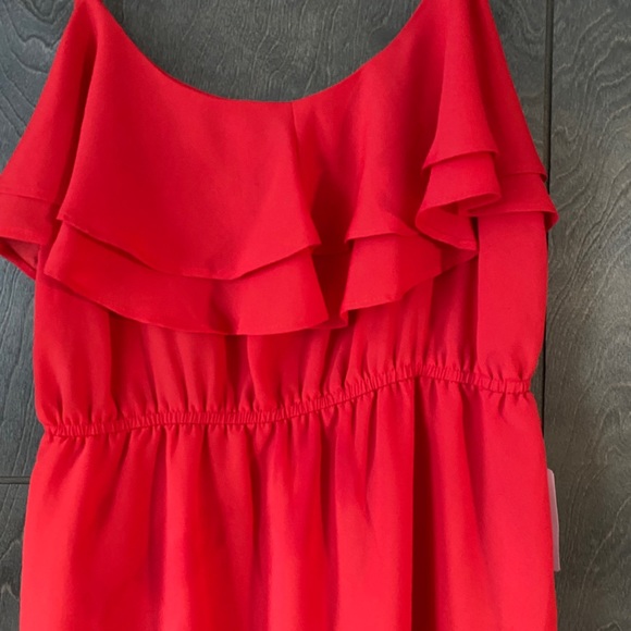 Forever 21 Red Lightweight Ruffle Front Dress - Picture 2 of 6